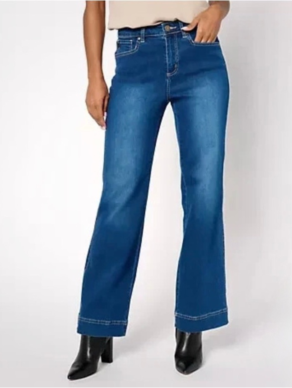 New Belle Kim Gravel TripleLuxe Denim Dressy Trouser Jean Rinse Wash / Sz 2